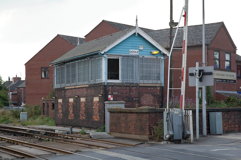 Goole signal box (NE, 1909) 
 Goole signal box stands at the level crossing on Boothferry Road in the centre of the town just next to the station. It is a busy box with the regular passage of trains a good few of which are freight. The box was built by the North Eastern Railway in 1909 and is one of their S4 types. It has had no levers and has controled no semaphores for some time being converted to an NX (or entrance-exit) panel in 1975. 
 Keywords: Goole signal box