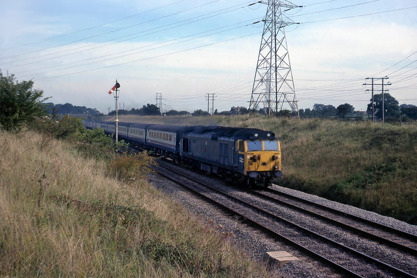 50013, 09.30 London Paddington-Penzance (1B44), Clink Road Junction ST794483 
 50013 'Agincourt' rushes westwards leading the 1B44 0930 Paddington to Penzance. It has just passed Clink Road junction at Frome, the up home of which can be seen to the left. Agincourt was to enter Doncaster works some four months after this picture was taken and to emerge six months later in June 1980. After another eight years in-service it was scrapped at Old Oak Common in June 1988. 
 Keywords: 50013 09.30 London Paddington-Penzance 1B44 Clink Road Junction ST794483