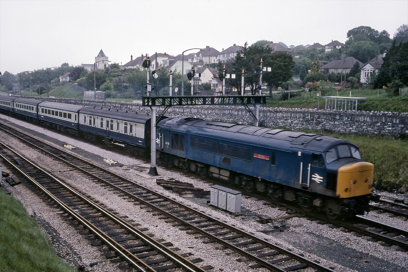 45112, 08.00 Newcastle-Newquay (1V83), Aller Junction 
 An unusual angle at Aller Junction shows a more side-on view of 45112 'The Royal Army Ordnance Corps' working the 1V38 08.00 Newcastle to Newquay service. I photographed the same Peak last summer operating on its more natural route, the Midland Mainline passing Wellingborough, see.... https://www.ontheupfast.com/p/21936chg/29653197204/x45112-up-working-wellingborough 
 Keywords: 45112 08.00 Newcastle-Newquay 1V83 Aller Junction 'The Royal Army Ordnance Corps'