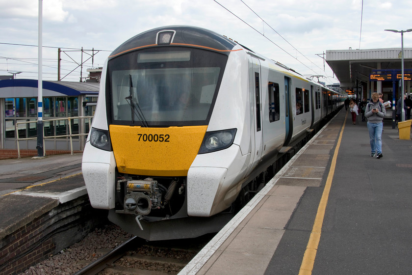 700052, GN 16.21 London King`s Cross-Cambridge, Finsbury Park station 
 My wife and I have just alighted from 700052 here at Finsbury Park having made the short journey from King's Cross. Traveling on the Great Northern 16.21 King's Cross to Cambridge marked my first experience of a class 700 unit. They struck me as very functional and practical trains that had particularly airy interiors. 
 Keywords: 700052, GN 16.21 London King`s Cross-Cambridge, Finsbury Park station