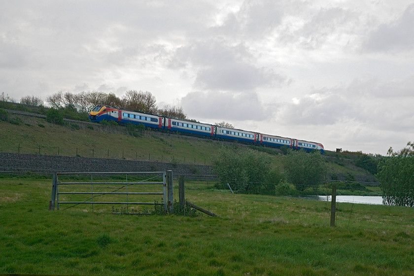 222012, EM 08.29 London St. Pancras-Nottingham (1D14, 9L), Sharnbrook TL003590 
 222012 begins it ascent of Sharnbrook Bank working the 08.29 St. Pancras to Nottingham. It is seen about to cross Sharnbrook Viaduct that in itself crosses the River Great Ouse. The lighting is very strange and no amount of 'Photoshopping' could get it any better! 
 Keywords: 222012 1D14 Sharnbrook TL003590