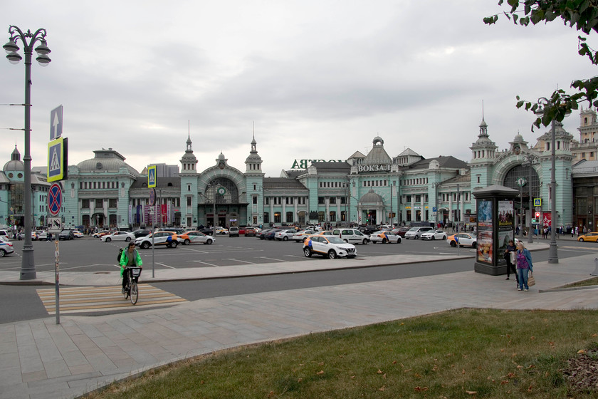 Frontage, Moscow Belorussky station 
 Looking more like a scene from somewhere in India, the incredible frontage of Moscow Belorussky station is seen, one of nine terminus stations in the city. The current station was built between 1907 and 1912 serves regions west and south-west of Moscow with one train each to the north-east. The station was designed by Ivan Strukov and has had a number of names over time being called Belorussky since 1936. Whilst it is a terminus, it also has some through platforms that serve the Alekseevskaya commuter line and with through services to Savyolovskaya and Kurskaya. Also, since 2007 a regular Aeroexpress shuttle operates between the station and Sheremetyevo airport that we would use the following morning. 
 Keywords: Frontage Moscow Belorussky station