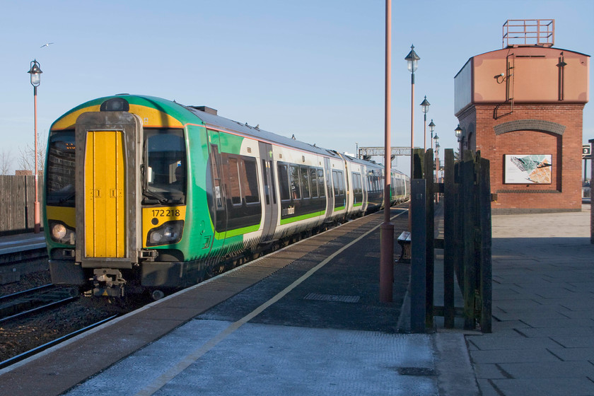 172218, LM 15.19 Whitlocks End-Worcester Foregate Street (2V38), Birmingham Moor Street station 
 With the former GWR water tower superbly well restored at Birmingham Moor Street dominating the scene, 172218 arrives at the station with the 15.19 Whitlocks End to Worcester Foregate Street. The station was opened in 1909 by the Great Western but over the years its use declined to the point in the 1970s when it was even facing possible closure. However, after the West Midlands Passenger Transport Executive took over responsibility from BR in 1975 a gradual improvement in services took place, so much so that Moor Street is now Birmingham's second-busiest station. 
 Keywords: 172218 15.19 Whitlocks End-Worcester Foregate Street 2V38 Birmingham Moor Street station