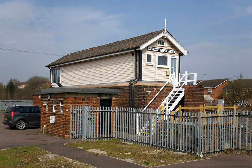 Woodhouse Junction signal box (LNER, 1926) 
 Without either trespassing on the track or stomping through somebody's garden, it proved impossible to get a picture of the front of the large and impressive Woodhouse Junction signal box! So, a picture of the rear of the 1926 LNER type 11a box will have to suffice! Originally named Woodhouse East Junction the box gained its present name on the closure of the West box in 1970. It sits at what was a key junction on the Great Central network where the Manchester, Sheffield and Lincolnshire route between Cleethorpes and Manchester was joined by the newer main route from London before heading through towards Sheffield. Notice that the box has a brick base, this was probably added during World War II to offer what would be a small degree of protection as it and others in the Woodhouse and Beighton area were strategically important and thus probably specific targets for the Luftwaffe. 
 Keywords: Woodhouse Junction signal box