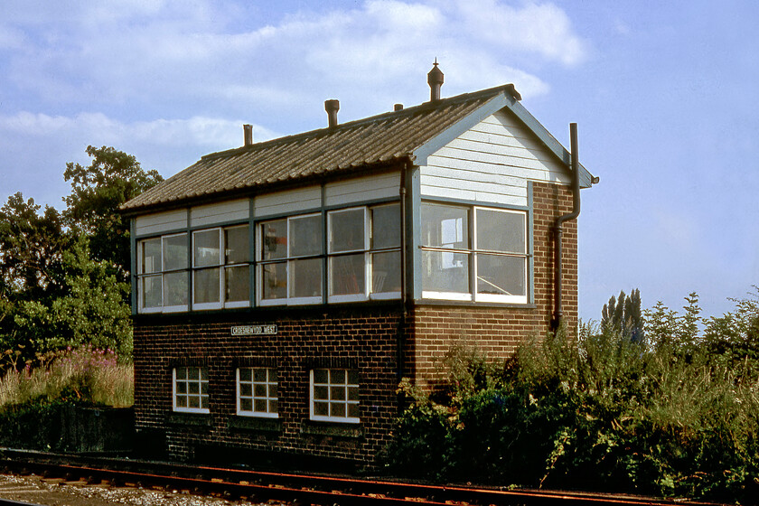 Croesnewydd West signal box (GW) 
 Another GWR signal box but a much later example and of an even more austere design! Its gabled roof and corrugated roof dates it to the 1940s just prior to nationalisation but I do not have an exact date...help anybody? Croesnewydd West signal box was switched out like its East cousin which meant that we could get illicit access to take this photograph. Not knowing its location today I suspect that it was located on the then freight-only line (now closed) to the Brymbo steelworks. 
 Keywords: Croesnewydd West signal box