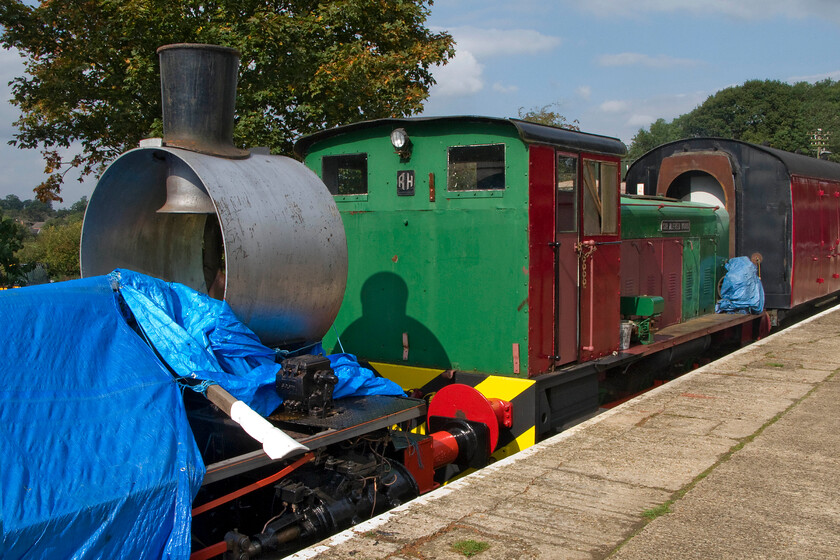 5374, undergoing restoration & 319294, stabled, Pitsford station 
 With Polish built 0-6-0 5374 under full overhaul shunter 53 'Sir Alfred Wood' is seen sandwiched between it and the NLR's buffet coach. The team at Pitsord have been making slow progress on the 1920s constructed locomotive that arrived in the United Kingdom in 1992 and has been in operation on the railway ever since. 
 Keywords: Sir Alfred Wood 5374 319294 Pitsford station 53