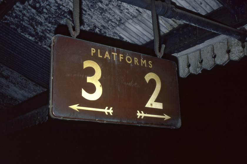 Enamel, Frome station 
 A somewhat weatherworn British Railways Western Region enamel sign still hangs at the eastern end of Frome station. Whilst platform two was still in use the bay platform three had been out of use with the track lifted for many years. Trains to and from Radstock used to use this platform with services withdrawn in 1959. However, with BR's policy of spending the absolute minimum on infrastructure, the sign simply remained pointing to a ghost platform! 
 Keywords: Enamel Frome station