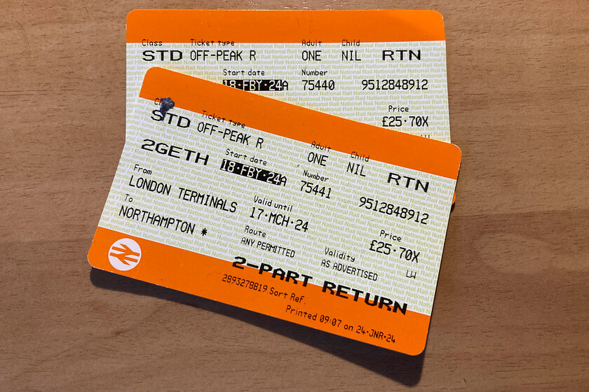 6. Tickets, London Euston-Northampton