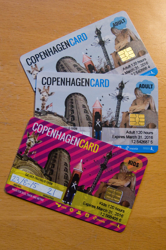 Copenhagen Card tickets 
 Once again, we made excellent use of the Copenhagen Cards to get out from the city centre to Kastrup near the airport for our visit to the aquarium. Once purchased for a set number of hours, in our case one hundred and twenty hours, they can be limitlessly used on DSB, the S-line, the Metro and busses throughout Copenhagen and its wider area with no topping up required; do our large cities need to take note? 
 Keywords: Copenhagen Card tickets