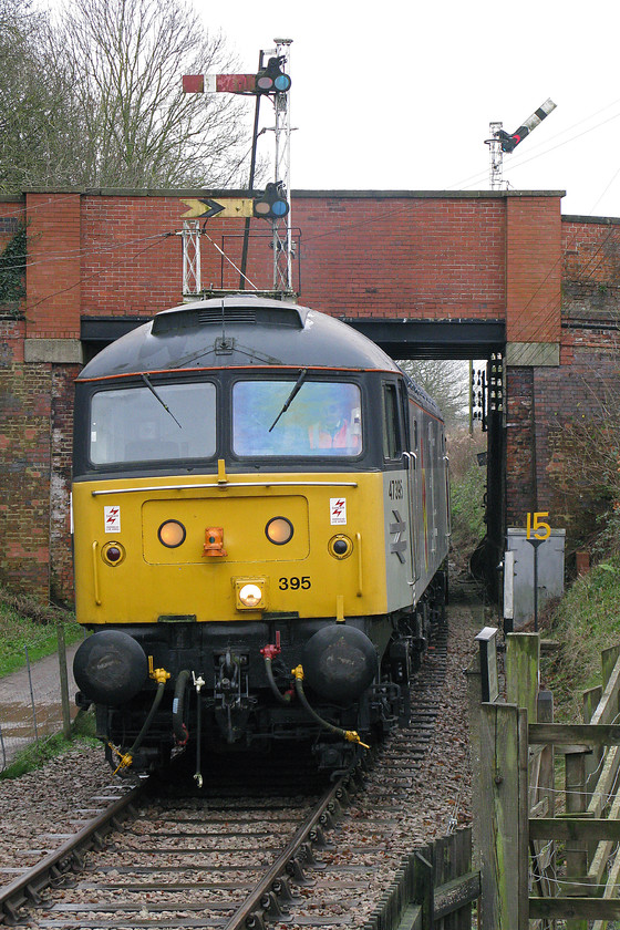 47205, 11.00 ex. Pitsford & Brampton, Pitsford & Brampton station 
 47205 arrives at Pitsford and Brampton station with the 11.00 return working. 47205 also carries one the previous numbers it carried for a year before reverting back to its original TOP`S number. The team at the NLR have done a reasonable job of restoring the loco. to its Trainload livery. 
 Keywords: 47205 11.00 Pitsford & Brampton Pitsford & Brampton station