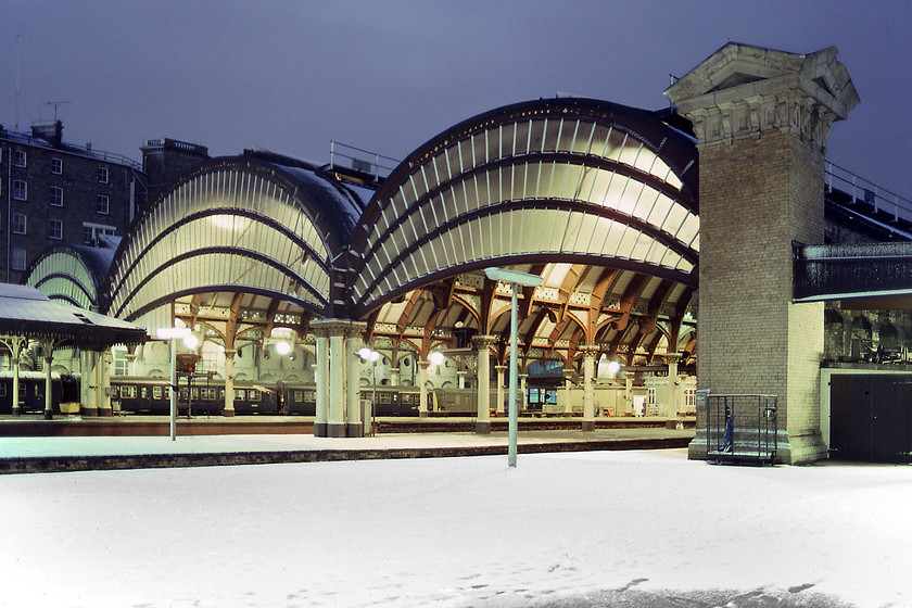 York station 
 Complete with a lone BRUTE in the foreground, the grandeur of Thomas Elliot Harrisons modulated roof spans that make up York station can really be appreciated in the early morning light. It must rank as one of the finest stations ever built and one that has been a personal favourite of mine for so many reasons. 
 Keywords: York station