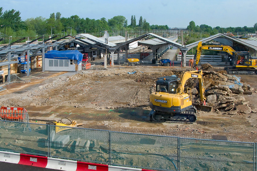 Demolition of old Northampton station 
 The demolition of the old station at Northampton is complete. The site once occupied by the station buildings in the foreground is destined to be part of the car park and a taxi rank. 
 Keywords: Demolition of old Northampton station