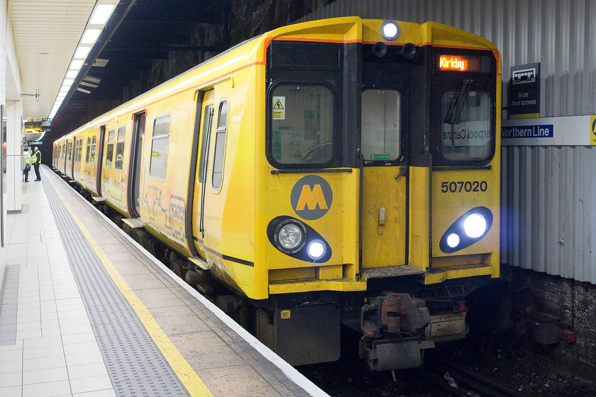 507020, MR 10.05 Liverpool Central-Kirkby (2K14), Liverpool Central station 
 507020 waits for its passengers to board at Liverpool Central station. It will soon depart with the 10.05 to Kirkby. 
 Keywords: 507020 10.05 Liverpool Central-Kirkby 2K14 Liverpool Central station