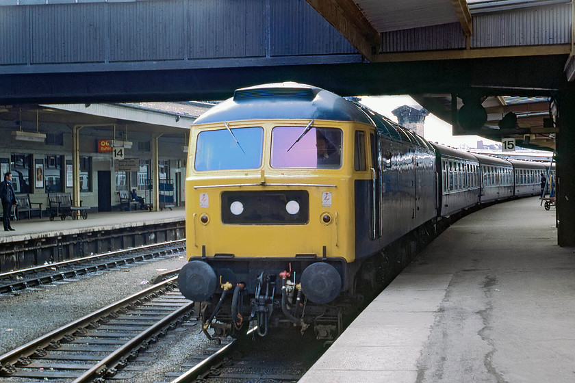 47263, outward leg of the Percy Boys` Club charter, Bath Spa-York, York station 
 Having arrived at York station, 47263 awaits to leave the station for the carriage sidings where the train will be serviced for its return working later in the afternoon. I had travelled up on this train from Bath that had been chartered by the Percy Boys' Club. This club was a community organisation for the people and families of Bath. It is still in existence today but, quite rightly, has been simply renamed the Percy Community Club reflecting the widening of its offer to the city, see their web site at..... https://www.percycentre.org.uk After becoming 47587 and then 47736, 47263 was withdrawn in 2007 having been stored and out of use since 2004. 
 Keywords: 47263 Percy Boys Club charter Bath Spa-York, York station