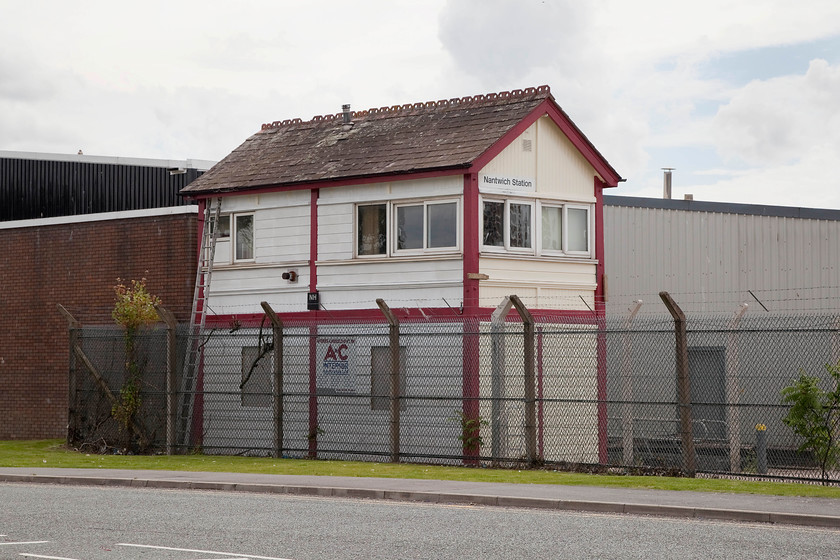 Ex 
 When Nantwich signal box closed in 2014, its future looked bleak with it going the same way as the others on the Shrewsbury to Crewe line. However, a bid to preserve it was put together involving a minister, a chapel and a miniature railway! This all fell through so an alternative plan was hatched involving OCL, a railway training academy in nearby Crewe. On a January night in 2016, the box was split in half and transported the short distance to its new location here at OCL at its Weston Road site in Crewe. After some work to repair the base, it was reunited with the top and it is the process of being fitted out again as a fully functioning box. It's good to see the 1948 LNWR designed Type IV box preserved and serving a purpose again. 
 Keywords: Nantwich Station signal box