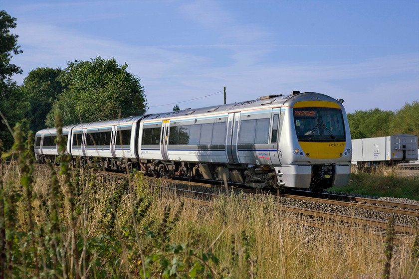 168112, CH 08.00 London Marylebone-Birmingham Snow Hill (1G10), King`s Sutton SP486377 
 Despite being seventeen years old, the Class 168s still look good in their latest incarnation now wearing Chiltern Railways' latest white and silver 'mainline' livery. 168112 passes a spot a short distance north of King's Sutton working the 08.00 Marylebone to Birmingham Snow Hill train. 
 Keywords: 168112 08.00 London Marylebone-Birmingham Snow Hill 1G10 KIng`s Sutton SP486377 Chiltern Railways Turbo