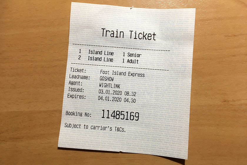 Rover ticket 
 Our Island Line rover tickets that were bought at the Wightlink office combined with our return fare on the SeaCat. The total for the three of us was 75 that included a bit of a discount for a senior. I feel that we got good value out of this that gave us unlimited travel on The Island Line and no doubt our last chance to travel on stock that was eighty years old! 
 Keywords: Rover ticket