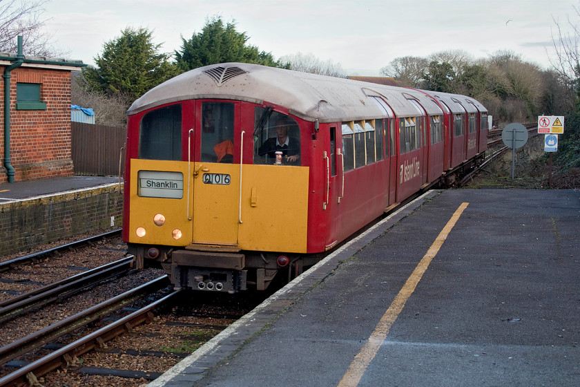 483006, SW 10.49 Ryde Pier Head-Shanklin (2D21), Sandown station 
 483006 arrives at Sandown with the 10.49 Ryde Pier Head to Shanklin service. We took this train to the next station, a short hop to Lake station. Notice that the track is doubled here at Sandown, it is where north and southbound services can pass. 
 Keywords: 483006 10.49 Ryde Pier Head-Shanklin 2D21 Sandown station Island Line SWT 1938 London Underground stock