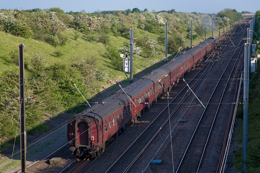 60009, return & final leg (Day 9!) of The Highlands and Islands Explorer, Edinburgh-Victoria (1Z80), New England bridge TL219796 
 In order to secure this photograph after taking the approaching image, I had to jump off my ladder, cross the road, set the ladder again and then climb it to get the camera over the parapet! Taken from the top of New England bridge between Peterborough and Huntingdon and shows 60009 'Union of South Africa' leading the final and returning leg of The Highlands and Islands Explorer nine-day charter. The passengers aboard had travelled down from Edinburgh and would arrive at King;'s cross in about an hour. 
 Keywords: 60009 The Highlands and Islands Explorer, Edinburgh-Victoria 1Z80 New England bridge TL219796 Union of South Africa