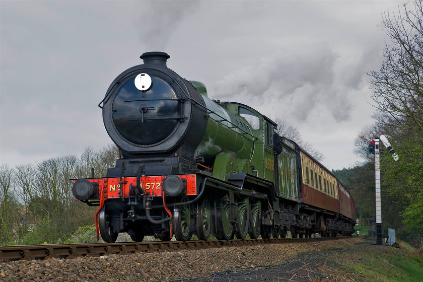 8572, 15.45 Sheringham-Holt, Kelling bank TG114419 
 A dramatic view of former LNER B12 8572 as it charges away from Weybourne station with the 15.00 Sheringham to Holt service. It has just passed the former Great Northern somersault signal that was seen earlier in the day, see.... https://www.ontheupfast.com/p/21936chg/29956467204/x8572-09-45-sheringham-holt-leaving 
 Keywords: 8572 15.45 Sheringham-Holt Kelling bank TG114419 Poppy Line NNR North Norfolk Railway LNER B12 4-6-0