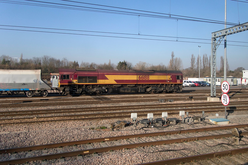 66188, stabled, Acton yard 
 66188 has arrived in Acton yard with an up aggregates train of some sort. I have not been able to identify what it had worked. 
 Keywords: 66188 Acton yard