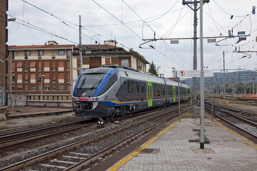 501.013, 17.16 Florence SMN-Empoli (11933), Florence SMN station 
 EMU 501.013 leaves Florence SMN working the 17.16 local stopper to Empoli. The town of Empoli is located on the mainline to Pisa at the junction where the line to Siena diverges. 
 Keywords: 501.013 17.16 Florence SMN-Empoli 11933 Florence SMN station