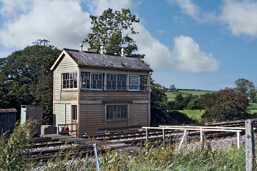 Blatchbridge Junction signal box (GW, 1932, cl. 05.84) 
 Blatchbridge Junction signal box was another Type 28B box situated a short distance down from the actual junction of the same name. Opened circa 1932 it was a 28 lever box that was looking a little down on its luck and one that the S & T team could do with visiting to give it a lick of paint. In 1978 this was a gloriously quiet location in the countryside to the south west of Frome. Today, the area is much more overgrown with the drone of traffic from the nearby A361 Frome bypass spoiling the peace and quiet. 
 Keywords: Blatchbridge Junction signal box