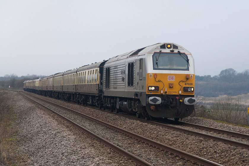 67029, outward leg of The Midland Meander (London Euston-Stratford-on-Avon (1Z67), Lidlington SP982387 
 Leading a nice and largely uniform rake of Mk.1 stock, 67029 'Royal Diamond' approaches Lidlington on the Marston Vale line. It is leading The Midland Meander railtour starting out at London Euston and ending up at Stratford-on-Avon travelling via a circuitous route. 
 Keywords: 67029 The Midland Meander London Euston-Stratford-on-Avon 1Z67 Lidlington SP982387