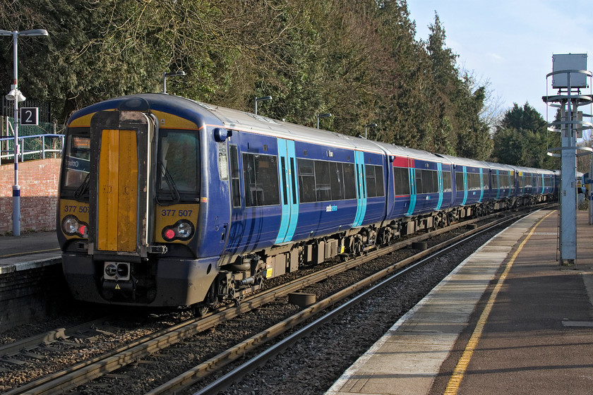 377507 & 377514, SE 14.25 London Victoria-Canterbury West (2N44, RT), Otford station 
 377507 and 377514 leave Otford station working the 14.25 Victoria to Canterbury West 2N44 service. It was a lovely afternoon feeling positively spring-like even through it was only the middle of February. 
 Keywords: 377507 377514 14.25 London Victoria-Canterbury West 2N44 Otford station