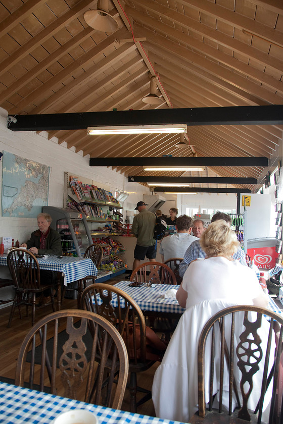 Interior, Signal Box Cafe, (Ex.Totnes, GW, 1923), Totnes station 
 The welcoming interior of the old signal box on Totnes station's up platform has been converted into a smashing caf. Many feature have been retained along with pictures and information about the 1925 Great Western box. Andy and I spent a very pleasant half an hour or so with a cup of tea and a cake watching the trains go by! 
 Keywords: Signal Box Cafe Totnes Totnes station