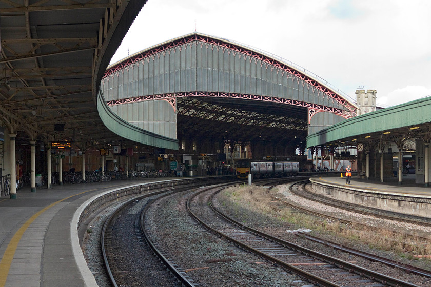 150128, GW 14.07 Taunton-Bristol Parkway (2U20), Bristol Temple Meads station 
 150128 is somewhat dwarfed by the train shed at Temple Meads. It is waiting to leave with the 14.07 Taunton to Bristol Parkway. Whenever I visit Temple Meads, it always feels like I am coming home as I spent much time in my early spotting years at the station. One thing I really miss is the station announcer. Now it is an automated series of announcements in line with the rest of the network. Back in the 1970s there was an announcer sitting in a room somewhere who had a superb Bristolian accent who I still have on some tape recordings made at the time. 
 Keywords: 150128 14.07 Taunton-Bristol Parkway 2U20 Bristol Temple Meads station