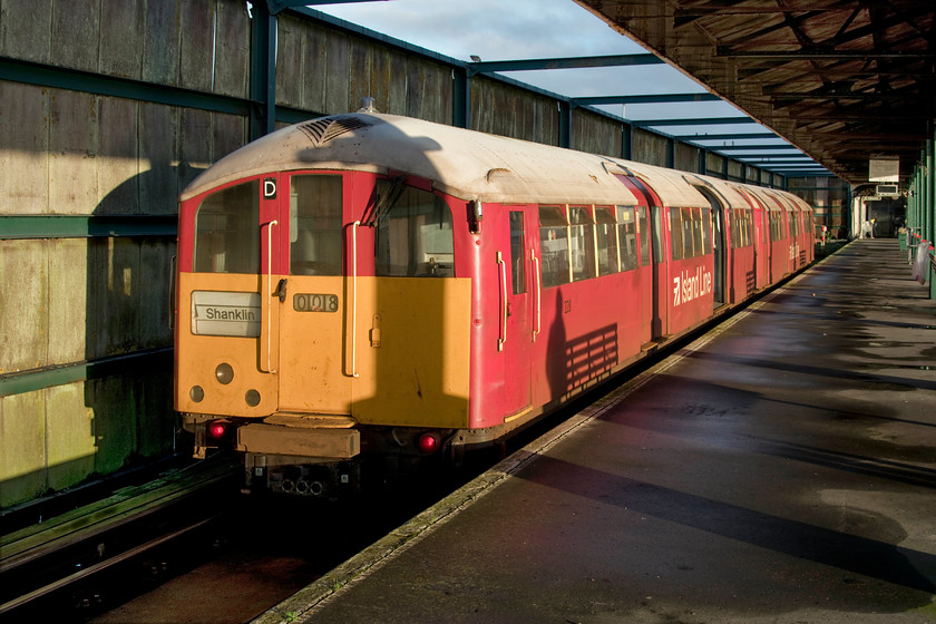 483008, SW 09.07 Ryde Pier Head-Shanklin (2D15), Ryde Pier Head station 
 On arrival at Ryde Pier Head, we were greeted with some Isle of Wight sunshine and our first Class 483. 483008 would soon work the 09.07 to Shanklin but we chose not to take this train but walk the length of the historic pier to Ryde and seek out some breakfast. The pier was opened in July 1814 making it the world's oldest seaside pleasure pier. 
 Keywords: 483008 09.07 Ryde Pier Head-Shanklin 2D15 Ryde Pier Head station