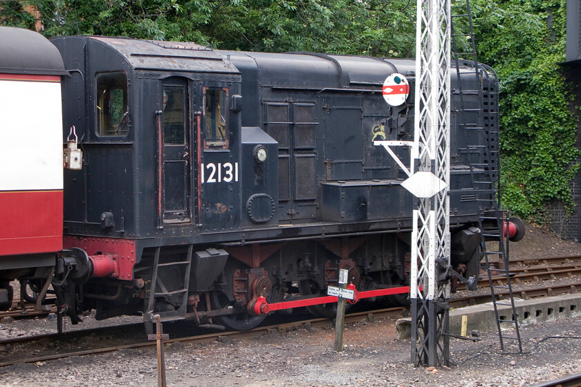 12131, shunting stock, Sheringham station 
 12131 is a very early example of a recognisable design to us known as Class 08. Apart from a spell late in its pre-preservation life at the Snowdon Colliery in Kent, it was and remains today an eastern region locomotive. It joined the NNR in 1982 and has remained since being directly owned by the M&GN Society. It is seen at Sheringham shunting some stock around towards the end of the working day. 
 Keywords: 12131 shunting stock Sheringham station NNR North Norfolk Railway