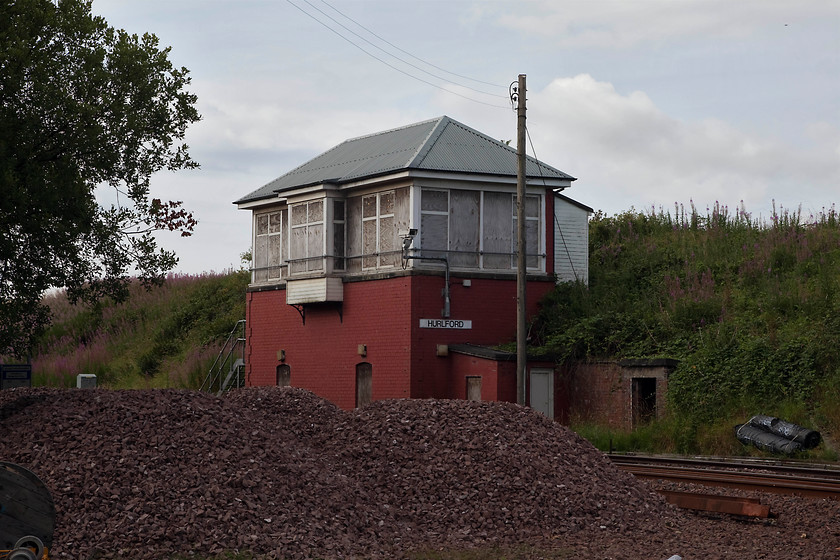 Hurlford signal box (Closed, LMS, 1920s) 
 Hurlford signal box, closed, boarded up and looking a little sorry for itself. It was built by the LMS sometime in the 1920s. It stands at the junction with a short branch that led into the Barleith Sidings for the Johnny Walker factory. Up until 1966, there was also a large steam shed situated here with the shed code of 67B 
 Keywords: Hurlford signal box