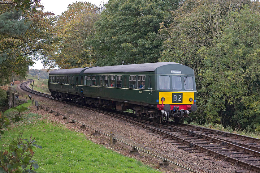 M56352 & M51192, 12.15 Holt-Sheringham, Weybourne station 
 Owned by the National Railway Museum but resident on the NNR this superb looking class 101 DMU is composed of M56352 and M51192. M51192 was new in 1958 being allocated to Rycroft in the West Midlands. M56352 was also introduced in 1958 but as a first generation class 144 as opposed to the Pacer. The duo arrive at Weybourne station working the 12.15 Holt to Sheringham service. 
 Keywords: M56352 M51192 12.15 Holt-Sheringham Weybourne station