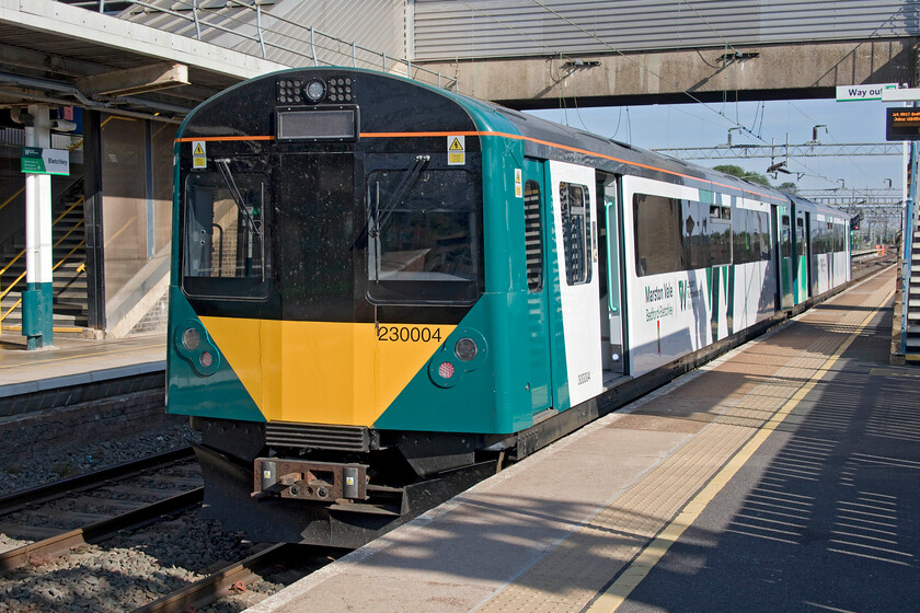 230004, LN 09.17 Bletchley-Bedford (2S09, 1E), Bletchley station 
 Despite living so close to the Marston Vale line I have yet to take a journey on a Vivarail Class 230 or even take any photgraphs desite them being in service on this route since 2019! This siuation was about to change on this lovely summer's day with Andy and I about to board 230004 at Bletchley and travel to Bedford on it as the 2S09 09.17 departure. 
 Keywords: 230004 09.17 Bletchley-Bedford 2S09 Bletchley station