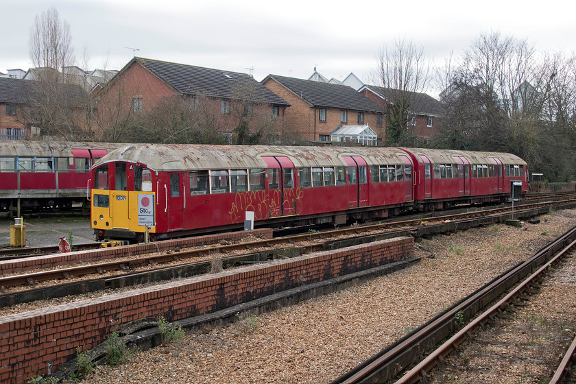 483009 & 483002, stored, Ryde St. John`s Road station 
 Looking very sorry for themselves and never going to work again are two sets of The Island Line's 1938 former London Underground sets. In the foreground is 483009 that is heavily stripped for spares having been taken out of service some time last year. It is highly likely that when new Vivarail Class 484 stock arrives later this year that this and the other redundant units will be cut up on site. 
 Keywords: 483009 483002 stored Ryde St. John's Road depot Island Line SWT 1938 London Underground stock