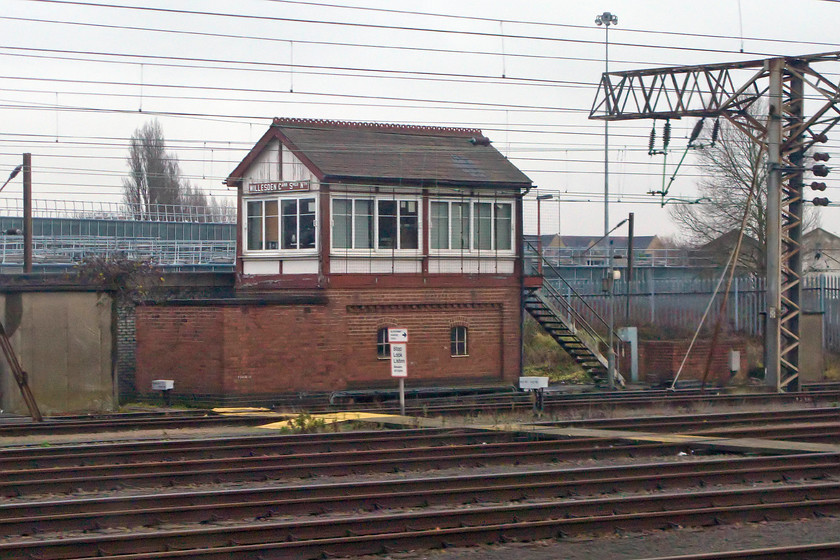 Willesden Carriage Shed North signal box (LMS, 1953) 
 Willesden Carriage Shed North signal box is a quite remarkable survivor. It is an LMS Type 11c structure dating from 1953 (even though it was constructed sometime before this) that still bears many of its as-built features including a slate roof and the glazed locker room windows still in place having not been bricked up. The box contains a 42 lever frame that controls entry and exit from the extensive sidings and the depot. 
 Keywords: Willesden Carriage Shed North signal box LMS 1953