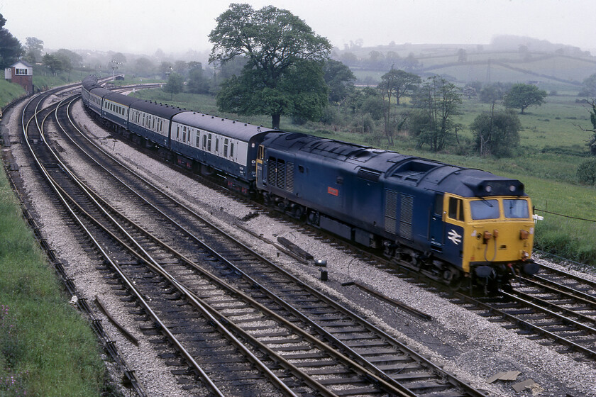 50014, 16.40 Paignton-Newton Abbot (2B31), Aller Junction 
 Having earlier in the day worked the 1B68 from Paddington 50014 'Warspite' is seen again passing Aller Junction. Rather than simply running as an empty stock move BR actually operated the Mk. II stock from the down Paddington service as a service train making good use of resources, this time as the 2B31 16.14 Paignton to Newton Abbot stopper. On arrival, the stock would go to the carriage sidings for servicing. 
 Keywords: 50014, 16.40 Paignton-Newton Abbot (2B31), Aller Junction