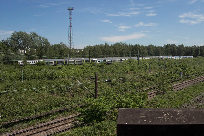 365523, 319441 & 365527, stored, Crewe New Middle sidings 
 On the approach to Crewe, the view to the southeast is dominated by lines of stored units in the New Middle sidings. Of those in view here, only three could be identified. Former Great Northern 365523 faces an uncertain future with scrapping to be its most likely path. 319411 wearing its London Midland colours may well become one of the flex converted sets, this particular unit was last seen very close to home back in 2017, see.... https://www.ontheupfast.com/p/21936chg/25006954404/x319411-13-32-watford-northampton The final identified unit is another former Great Northern unit 365527 that I also saw back in the summer of 2017 when Andy and I spent a few hours on the ECML close to our respective home locations, see..... https://www.ontheupfast.com/p/21936chg/24908397404/x365527-365516-1p51-arlesey-footbridge 
 Keywords: 365523 319441 365527 Crewe New Middle sidings