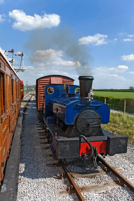 699, demonstration freight, Quainton Road station 
 699 'Swanscombe' is believed to be the oldest surviving Andrew Barclay locomotive in the United Kingdom. It is seen here leading a demonstration freight at Quinton Road something that it has not done for four years due to extensive repairs following a failure in 2009. The locomotive was purchased by a Quainton Road Society (QRS) member in 1965 moving to the fledgling Buckinghamshire Railway Centre in 1969 and, after a full restoration, returned to steam in 1975 featuring in the children's TV programme Play School. 
 Keywords: 699 demonstration freight Quainton Road station Swanscombe