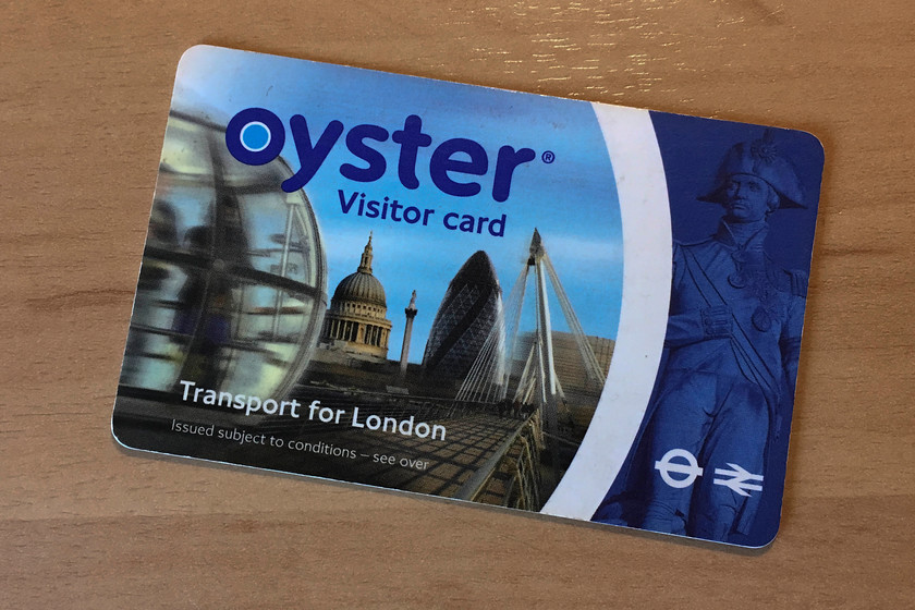 Oyster card, Richmond-London Waterloo 
 I used my Oyster card in the morning to get from Richmond to London Waterloo. I then enjoyed a walk to Covent Garden crossing the Thames via the eastern Hungerford bridge. I then collected my Brompton from their shop on Long Acre and rode across London to meet my wife and son at Kensington Olympia. I enjoyed a brief stop at one of my favourite shops, Whole Foods on High Street Kensington where I bought some treats to take home! 
 Keywords: Oyster card Richmond-London Waterloo