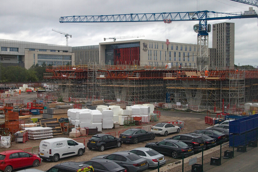 HS2 site, Birmingham Curzon Street 
 Three of the many concrete piers that will support the Birmingham Curzon Street HS2 station platforms take shape. Progress continues here to complete what will now be the northern terminus of the line from Euston (or is it to be Old Oak Common this week?) as the government has announced this week that the remainder of the original plan has been axed leaving the London leg as a reminder of what we could have had! 
 Keywords: HS2 site Birmingham Curzon Street