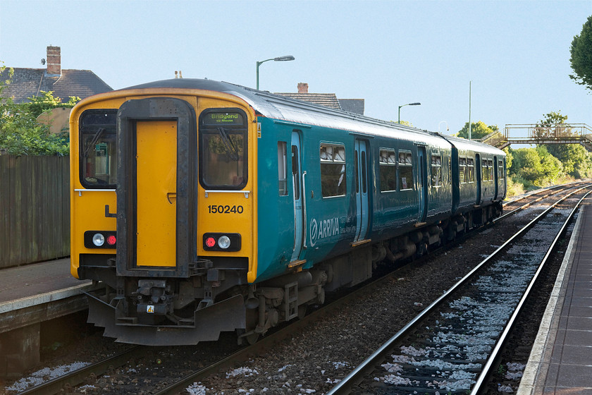 150240, AW 17.38 Merthyr Tydfil-Bridgend (2E52), Dinas Powyas station 
 The final picture of the day before our overnight stay at Barry sees 150240 leaving Dinas Powyas station with the 2E52 17.38 Merthyr Tydfil to Bridgend. 
 Keywords: 150240 17.38 Merthyr Tydfil-Bridgend 2E52 Dinas Powyas station