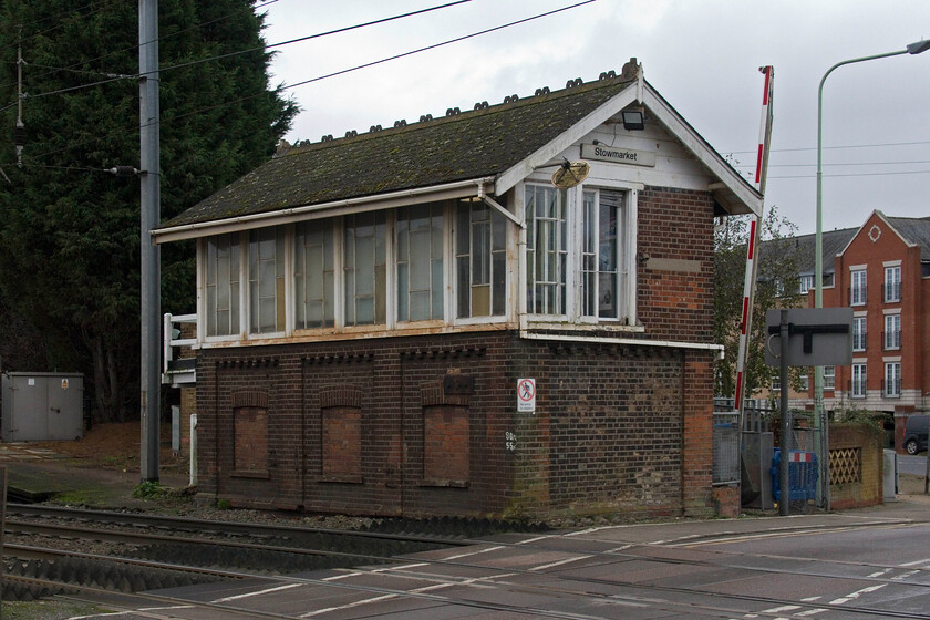 Stowmarket signal box (GE, 1882) 
 Stowmarket signal box was reduced to the status of a crossing box back in May 1985 with the opening of the Colchester PSB. It has remained in use since to monitor and control the gates on the town's busy Station Road. Opened in 1882 the box is the only Great Eastern example to retain its original windows. When automation arrives the box would be a superb candidate for preservation on a heritage line. 
 Keywords: Stowmarket signal box GE, 1882