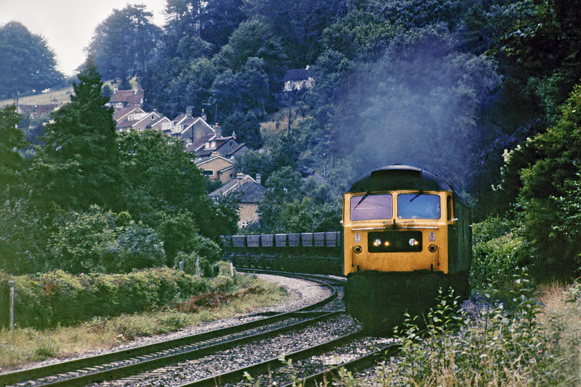 47306, unidentified coal train, Limpley Stoke 
 I was pleased to see Toton's 47306 here at Limpley Stoke in the Avon Valley as it was a cop! It is seen leading a mysterious coal hopper train, these were unusual in this part of the world. This class 47 is still with us and can be enjoyed on the Bodmin and Wenford Railway, that is when it eventually emerges from the workshops after a complete overhaul. 
 Keywords: 47306 coal train Limpley Stoke