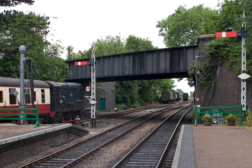 1231, shunting stock, Sheringham station 
 After I had completed my work for the afternoon I took a short walk from my accommodation to the North Norfolk Railway's station at Sheringham. All was fairly quiet but for resident shunter 1231 bumbling about moving some stock. 
 Keywords: 1231 shunting stock Sheringham station NNR North Norfolk Railway