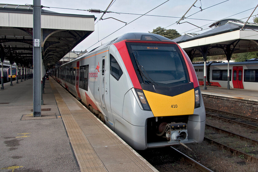 755410, 14.45 Norwich-Sheringham (2S22, RT), Norwich station 
 The train that my wife and I took back from Norwich to Sheringham worked by 755410. We left at 14.45 arriving bang on time some fifty minutes later at the North Norfolk seaside resort. This was the same unit that we travelled out on in the morning. 
 Keywords: 755410 14.45 Norwich-Sheringham 2S22 Norwich station Abellio Greater Anglia Stadler FLIRT