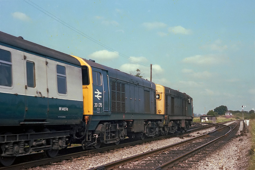 20175 & 20156, outward leg of The Severn Choppers Express, London Paddington-South Wales, Bradford South Junction 
 20175 and 20156 lead The Severn Choppers Express railtour from London Paddington to South Wales via the L&SWR route. It is about to pass Bradford South Junction taking the line to the left on towards Bristol via the glorious Avon Valley route. In the distance to the right, Bradford Junction signal box can be seen that controlled the large triangular junction. After its foray to South Wales, the 20s led the railtour to Gloucester where 37236 and 37291 took over for the return to Paddington via the Golden Valley and the GWML. 
 Keywords: 20175 20156 The Severn Choppers Express London Paddington-South Wales Bradford South Junction