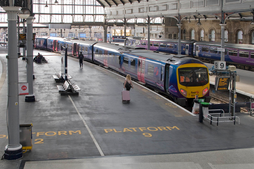 185121, TP 15.08 Newcastle-Liverpool Lime Street (1F71), Newcastle station 
 185121 waits at Newcastle's platform nine. In a few minute's time, it will leave forming the 15.08 to Liverpool Lime Street. A Northern Trains service waits at platform twelve. 
 Keywords: 185121 15.08 Newcastle-Liverpool Lime Street 1F71 Newcastle station Desiro Trans Pennine Express